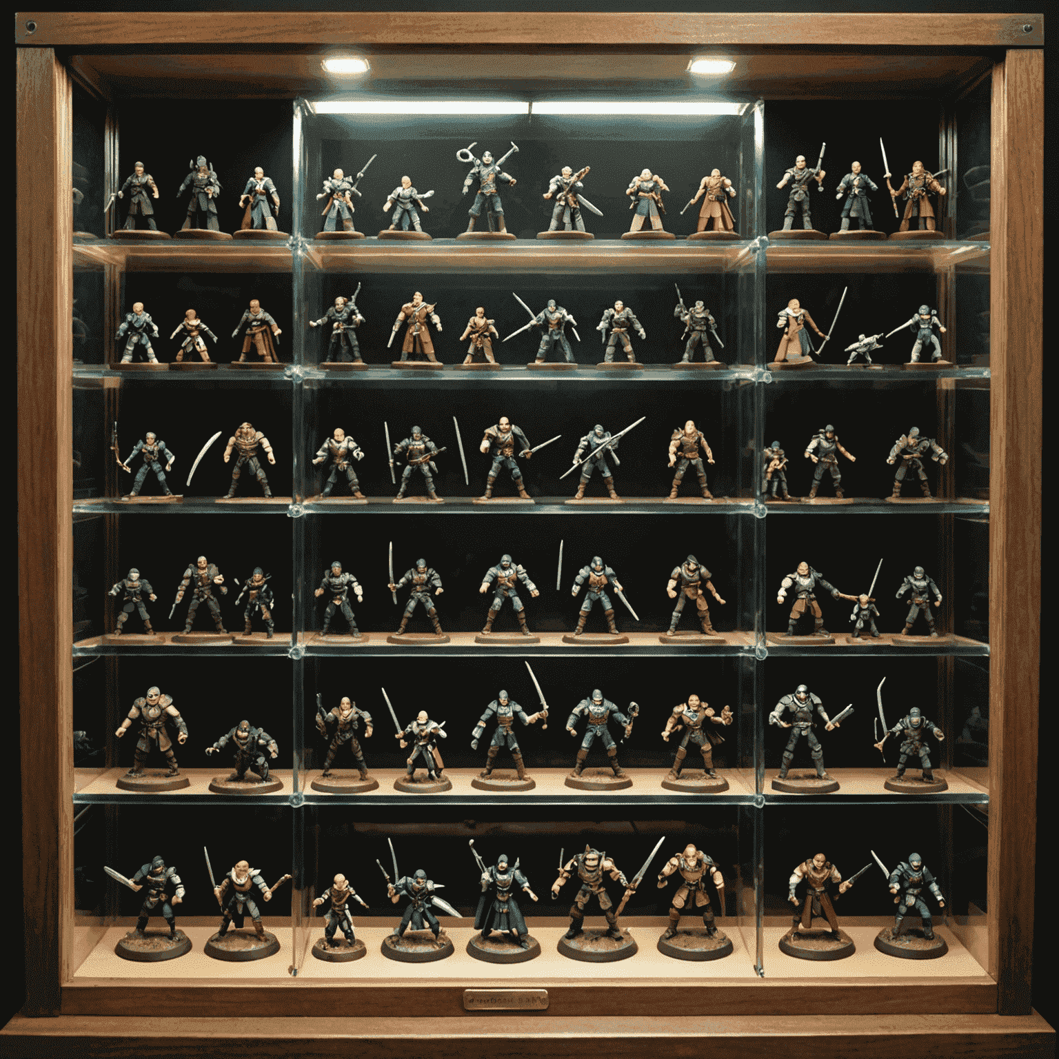 A display case showcasing a collection of rare and limited edition miniatures from various games and franchises